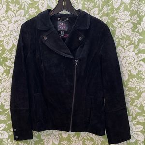 Isaac Mizrahi Live Black Suede Moto Jacket